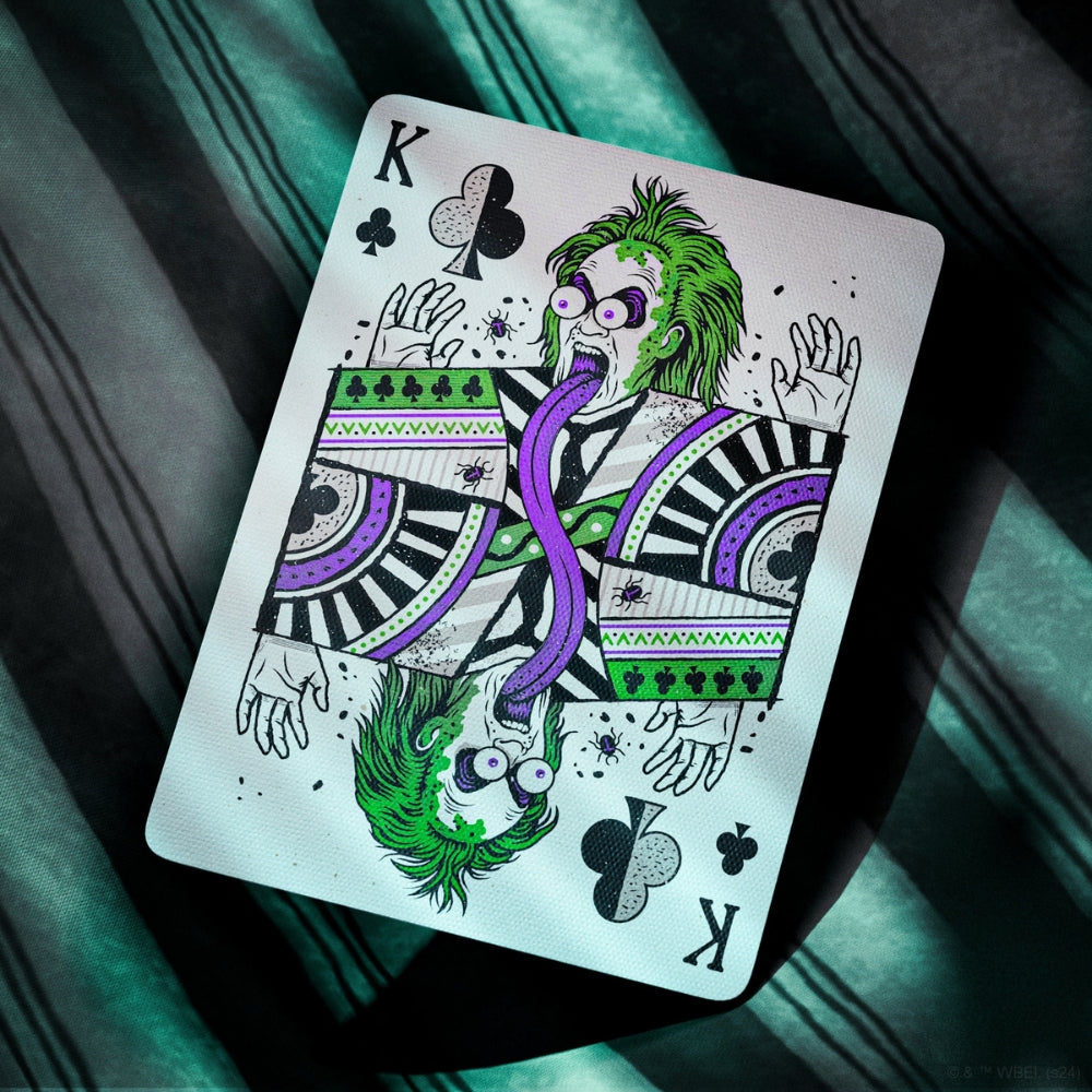 King of clubs card from a deck of BeetleJuice playing cards