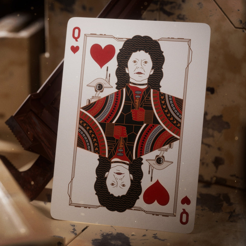 Queen of hearts card taken from a set of Mandalorian playing cards