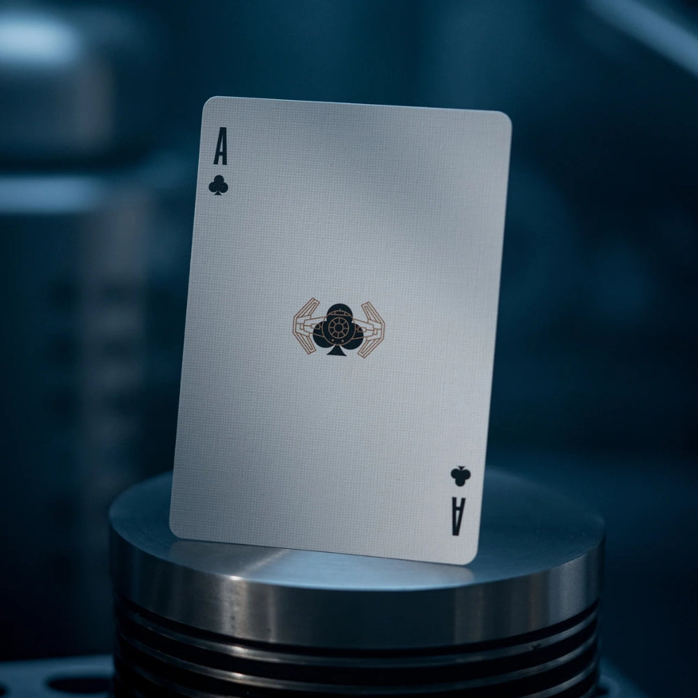 Photo of a cleanly designed ace of clubs, featuring a small tie tigher