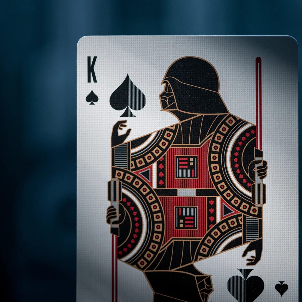 close up of the king of spades from a set of star wars playing cards, featuring Darth Vader