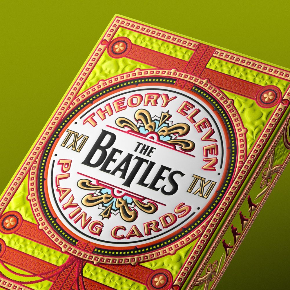 Beatles playing cards - green - close up of deck box