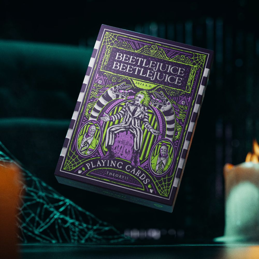 Beetle Juice playing cards, single deck with candles and cobwebs