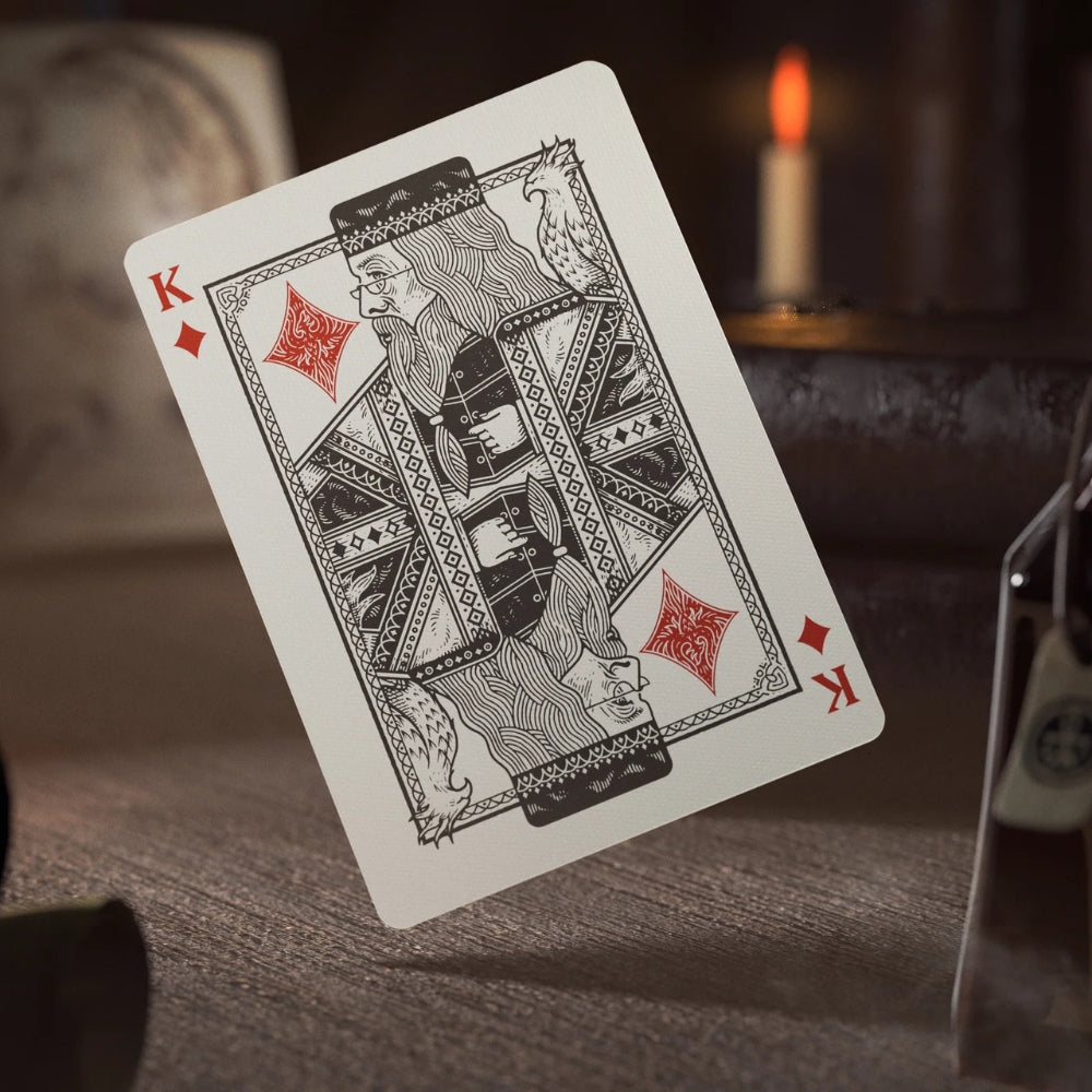 Close up of the King of diamonds card from the harry potter playing cards deck