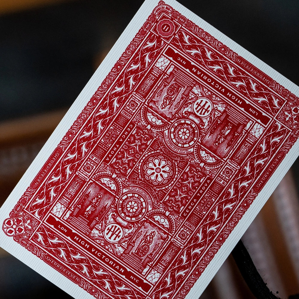 Close up of a back of a high victorian playing card