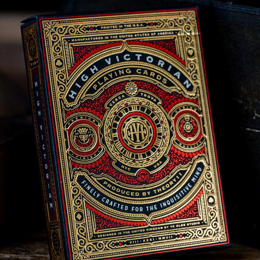 High Victorian playing cards, single deck on dark background