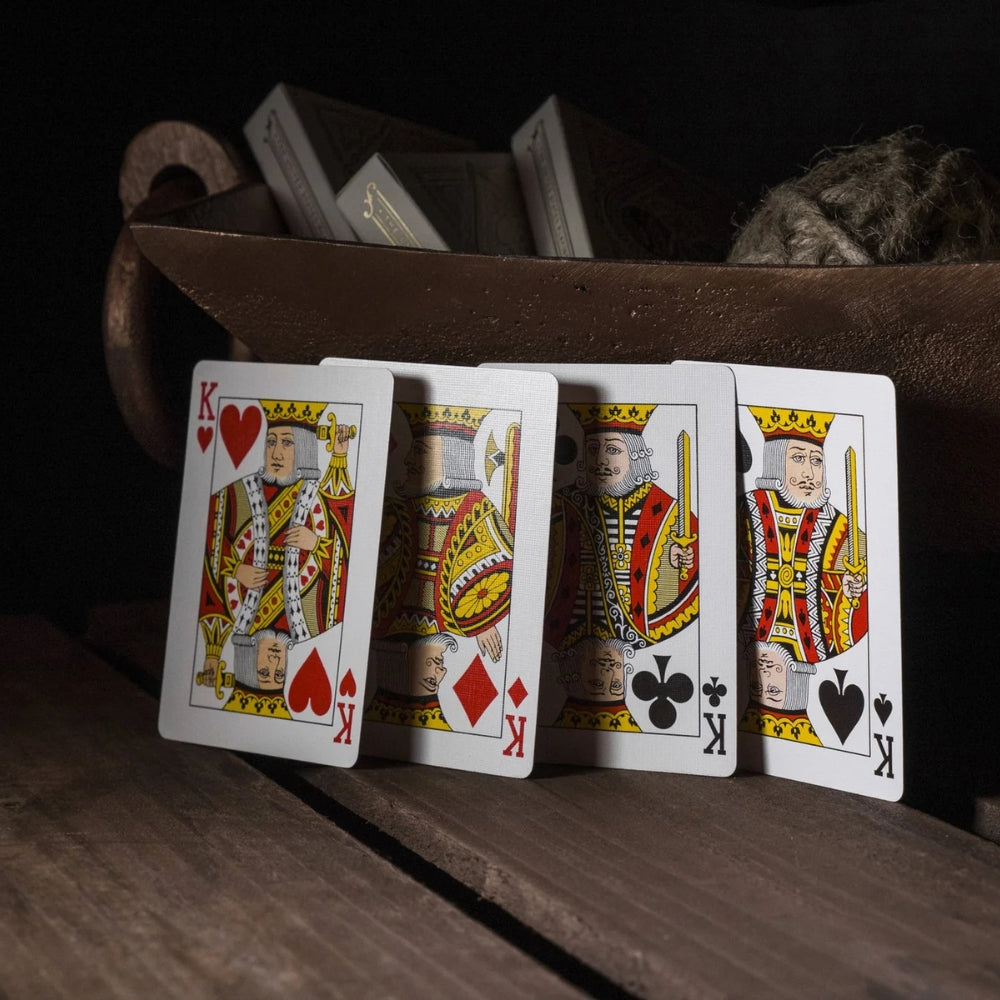 four king face cards taken from a set of ivory playing cards deck
