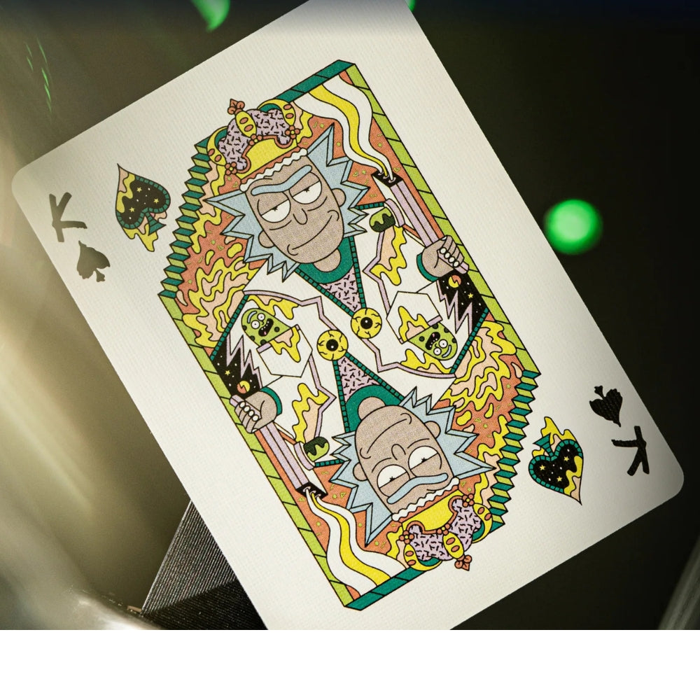King of spades from a rick and morty playing cards deck, featuring Rick