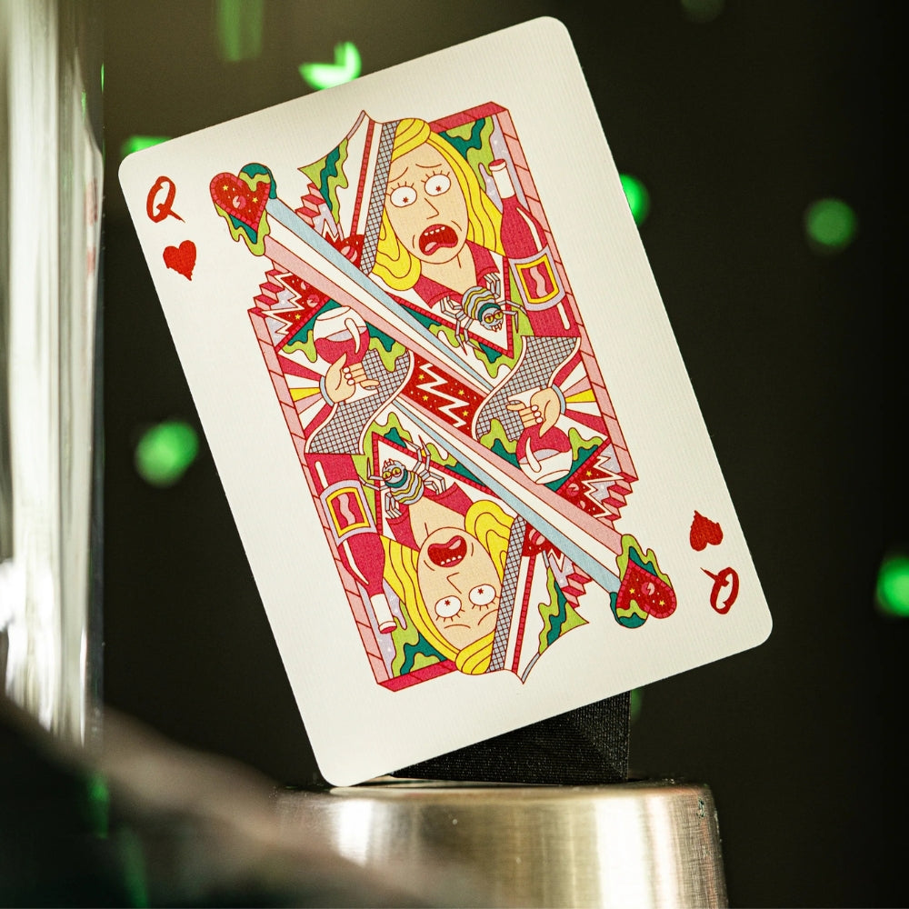 Queen of hearts taken from a set of rick and morty playing cards, featuring beth