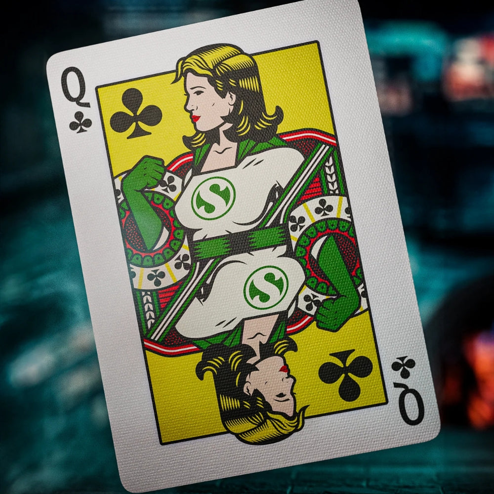 Queen of clubs, taken from a set of superman playing cards