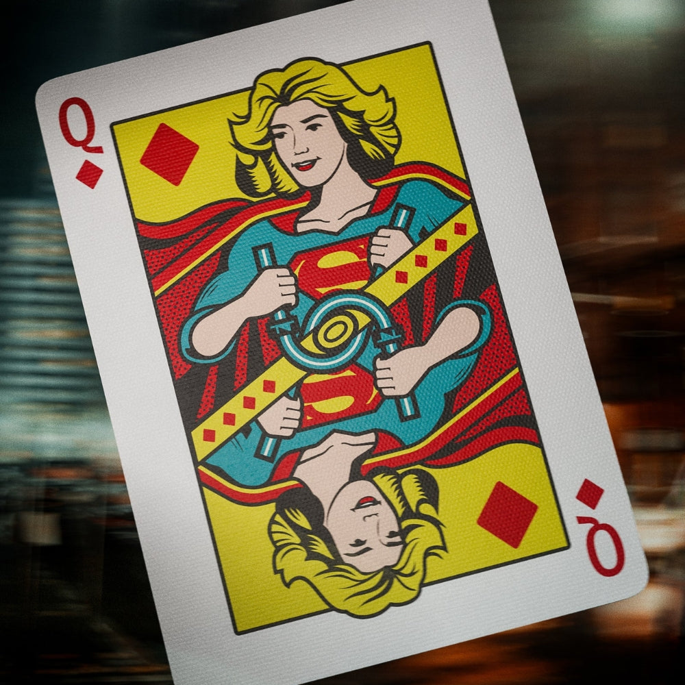 Queen of diamonds from a set of superman playing cards