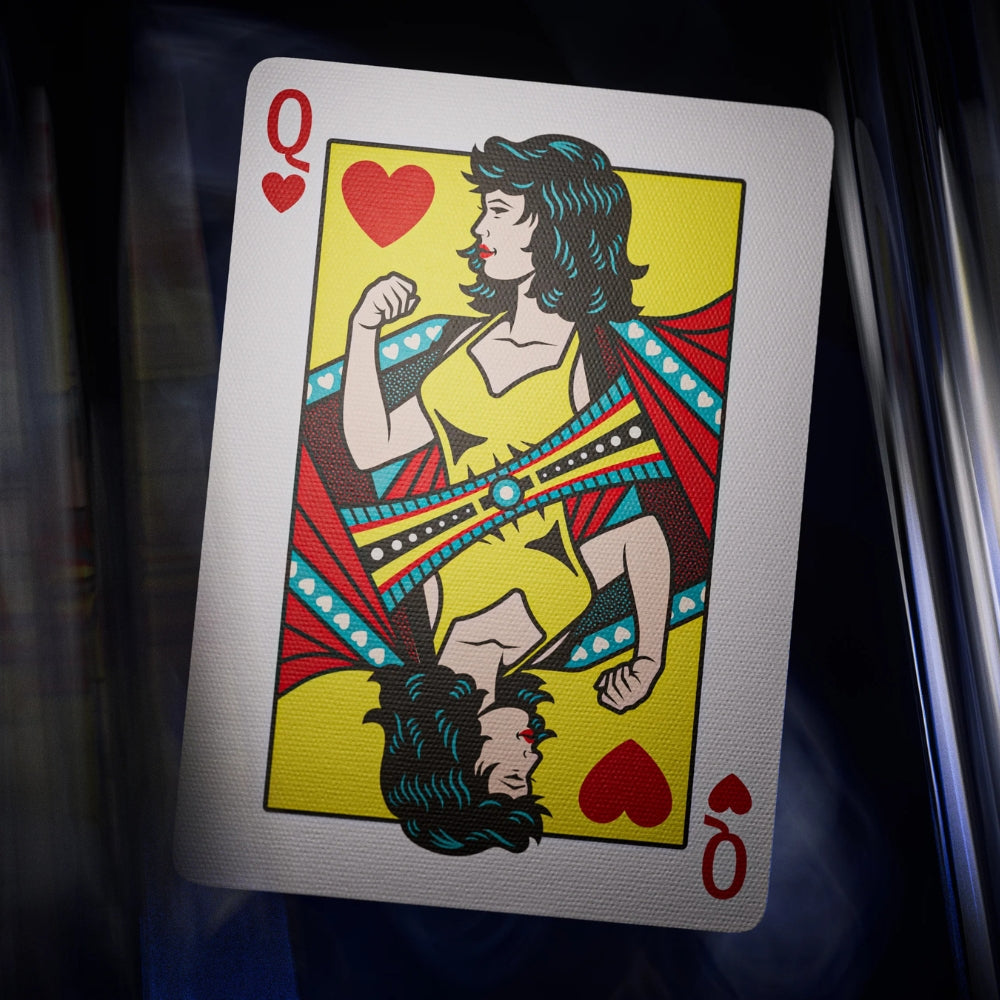 Queen of hearts playing card, taken from a superman deck