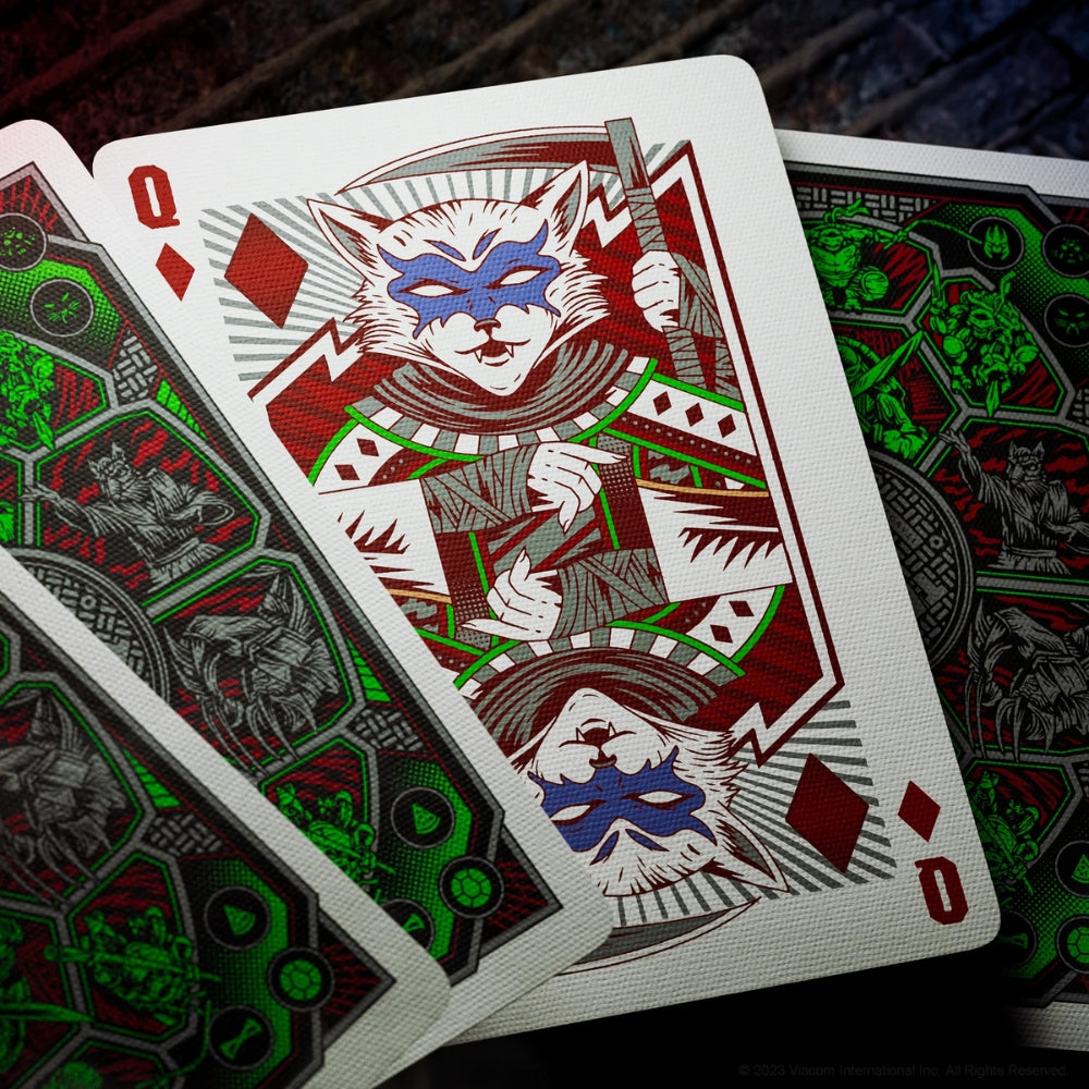 Queen of diamonds card from a deck of teenage mutant ninja turtles playing cards (TMNT)
