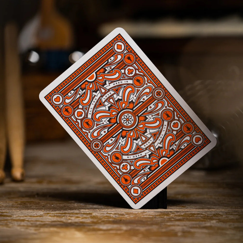Photo of the back of a playing card from The Beatles playing cards (Orange)