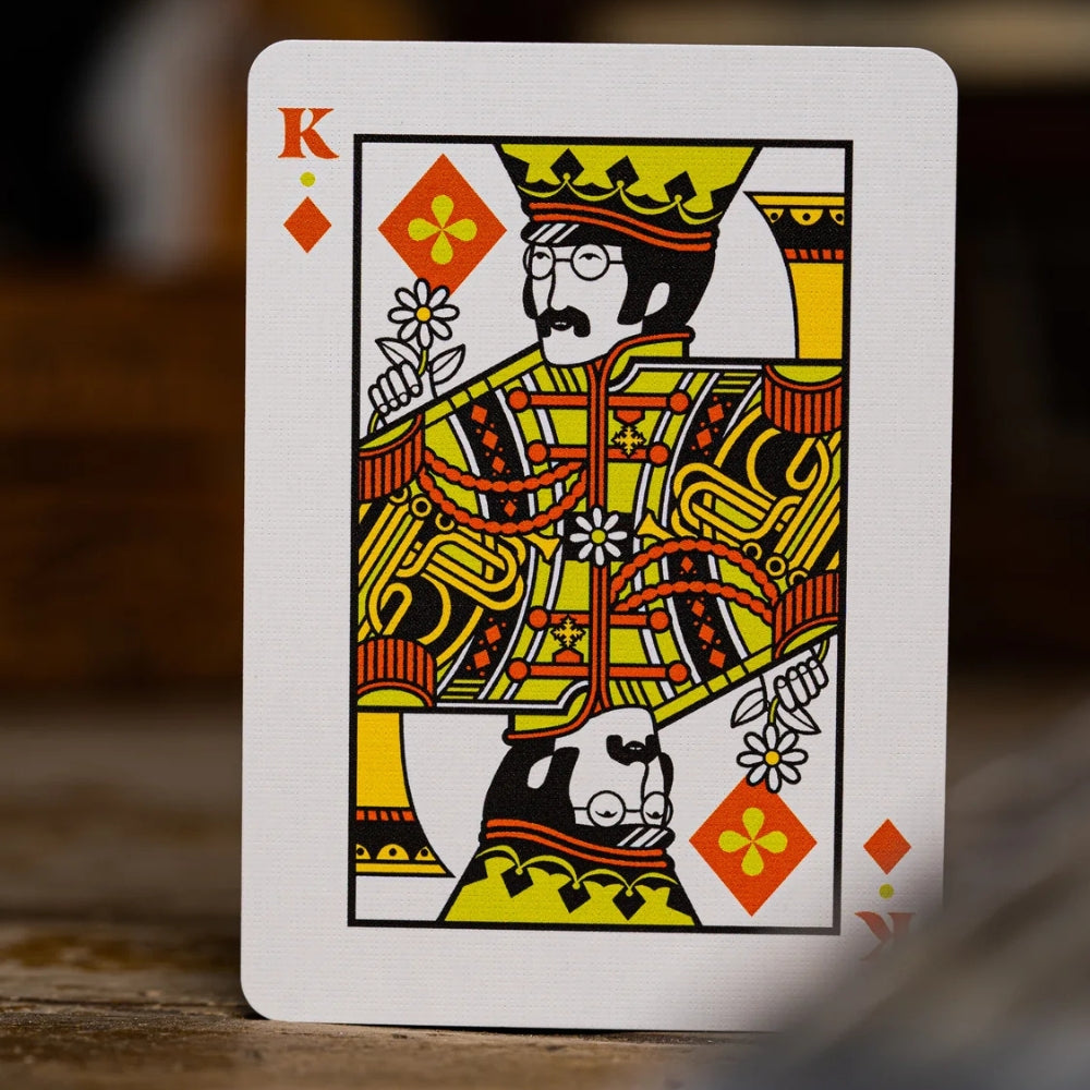 close up of the king of diamonds from The Beatles playing cards (Theory11)