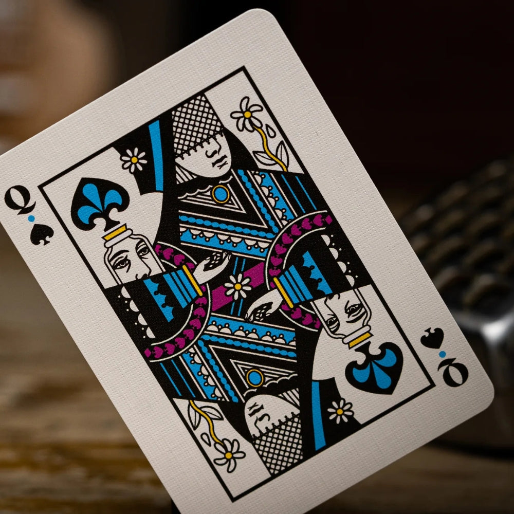 close up of the queen of spades from The Beatles playing cards (Theory11)