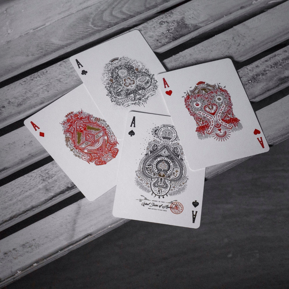 Four ace cards from the Contraband playing cards deck.