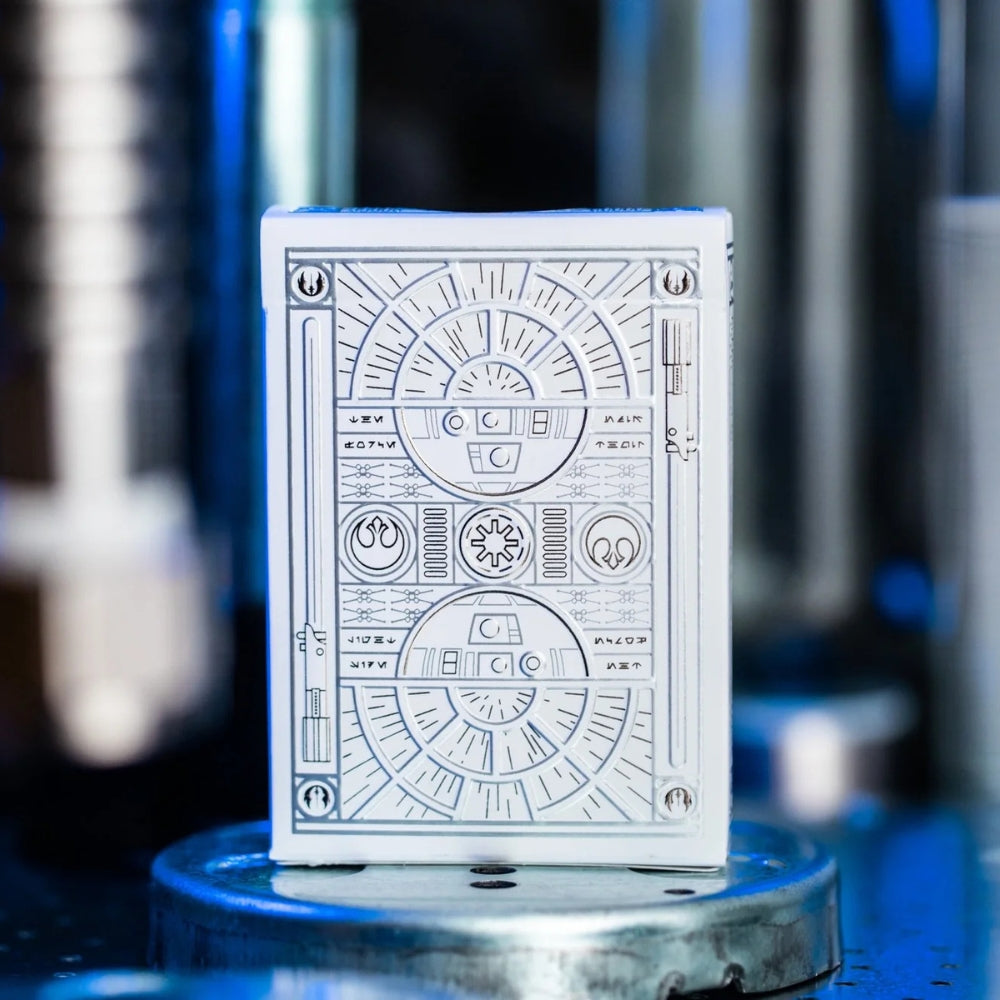 Bright white and silver star wars playing cards deck box
