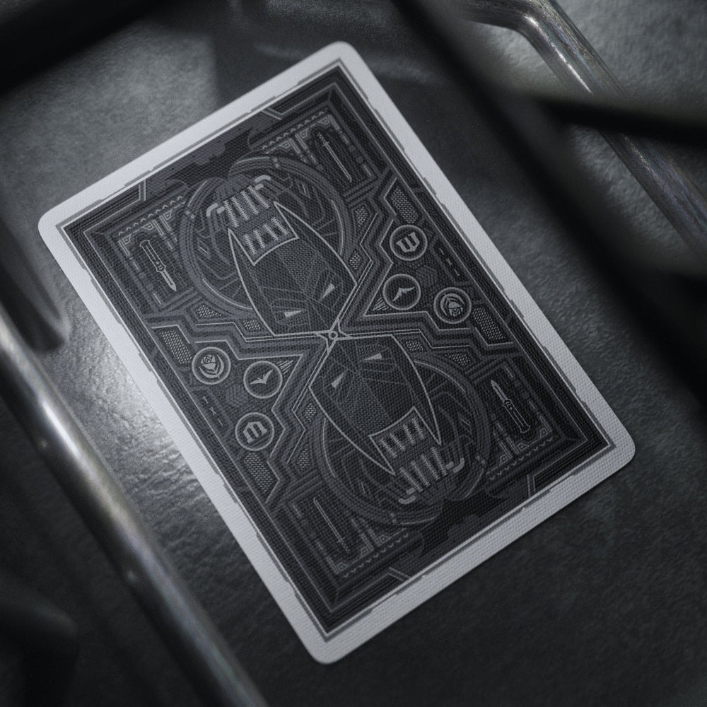 close up of a face down batman playing card
