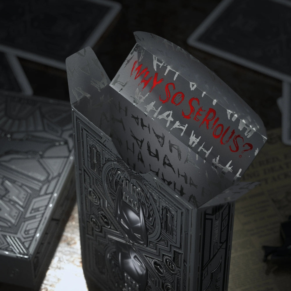 inside of the tuckbox for the dark knight playing cards - why so serious