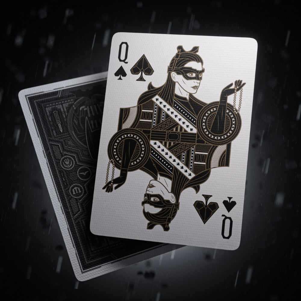 queen of spades card featuring cat woman from the dark knight playing card deck