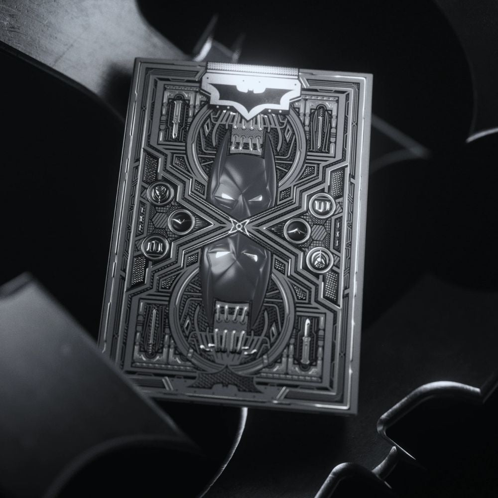 Dark knight playing cards - single deck box pictured with metal bat symbols