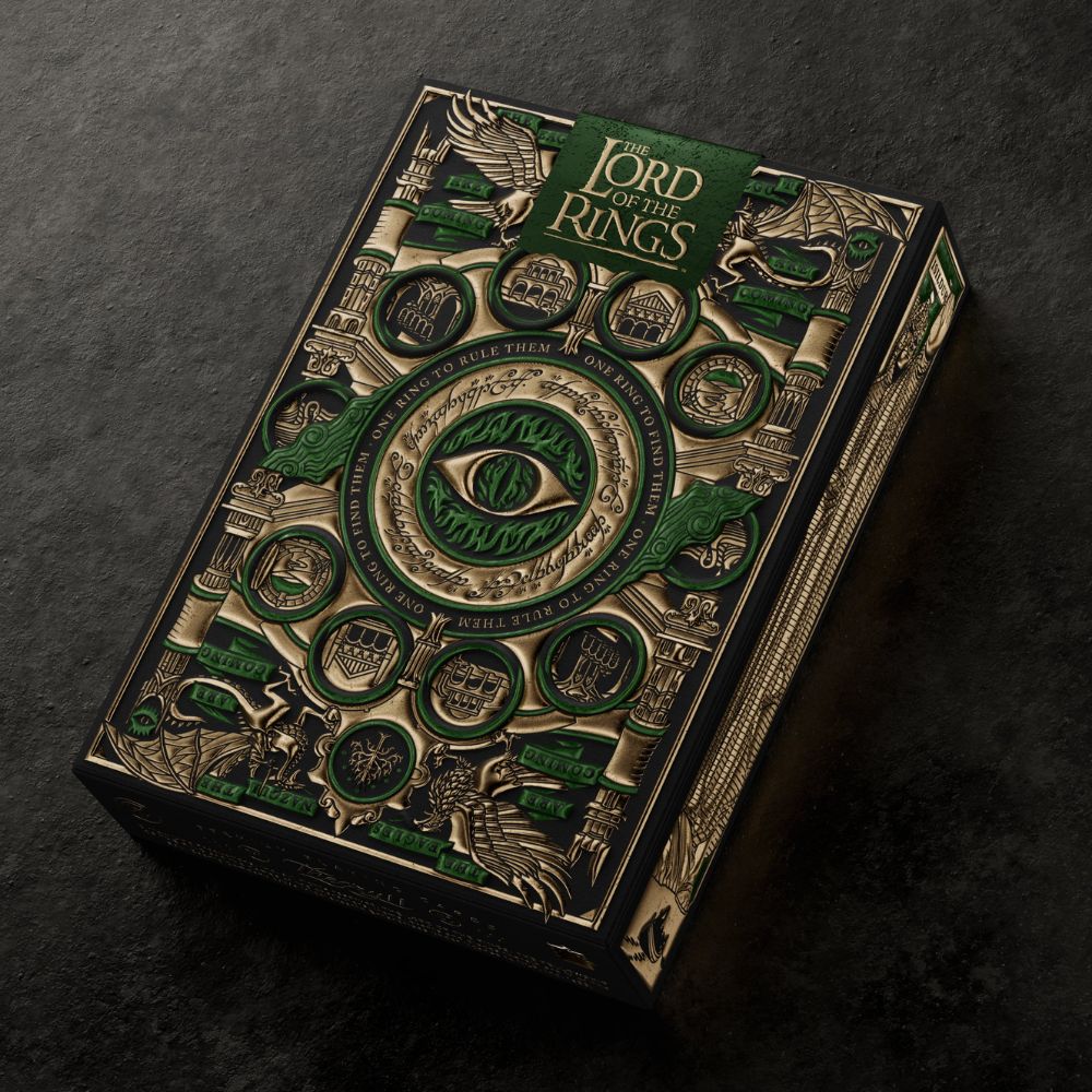 Lord of the rings playing cards - deck box on a stone surface