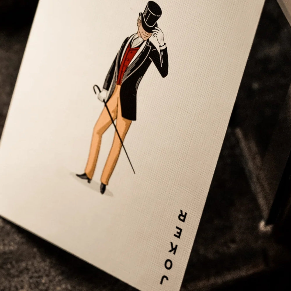 Close up of a joker card taken from a deck of tycoon playing cards